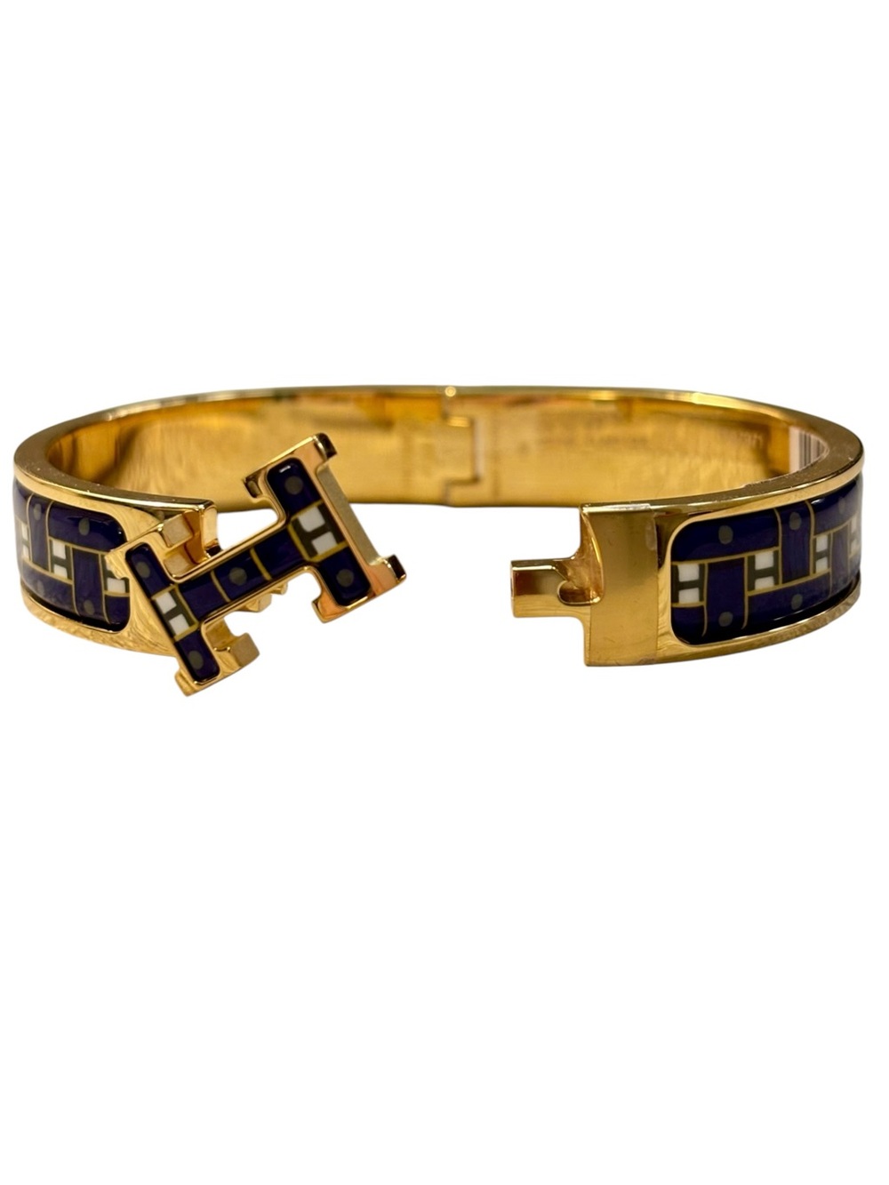 Hermès Clic H Son du H Marine Classique PM Enamel Bracelet Gold Rare - Picture 9 of 14